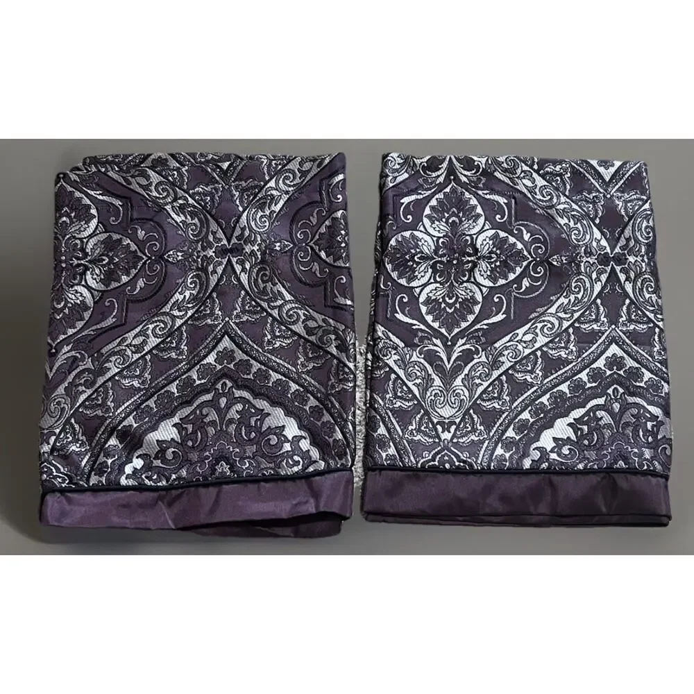 Home Expressions JCPenney Bristol Valance 54 X 17 Purple Silver (2) Boho Indie